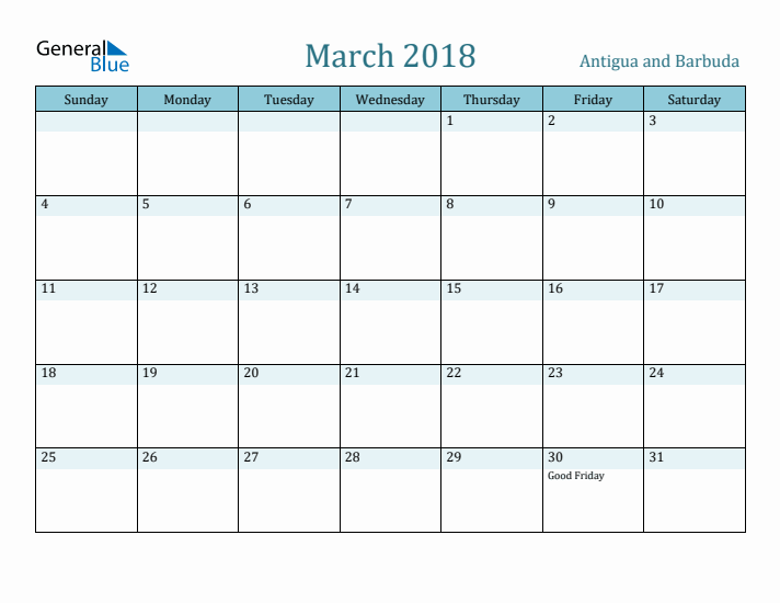 March 2018 Calendar with Holidays