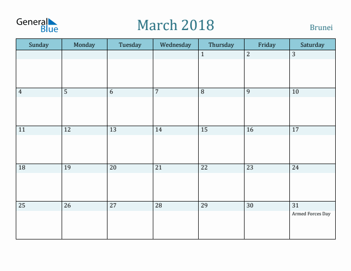 March 2018 Calendar with Holidays