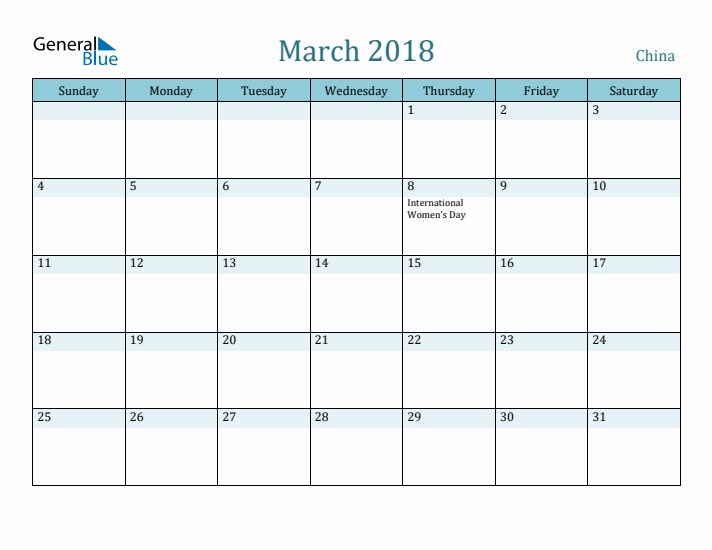 March 2018 Calendar with Holidays