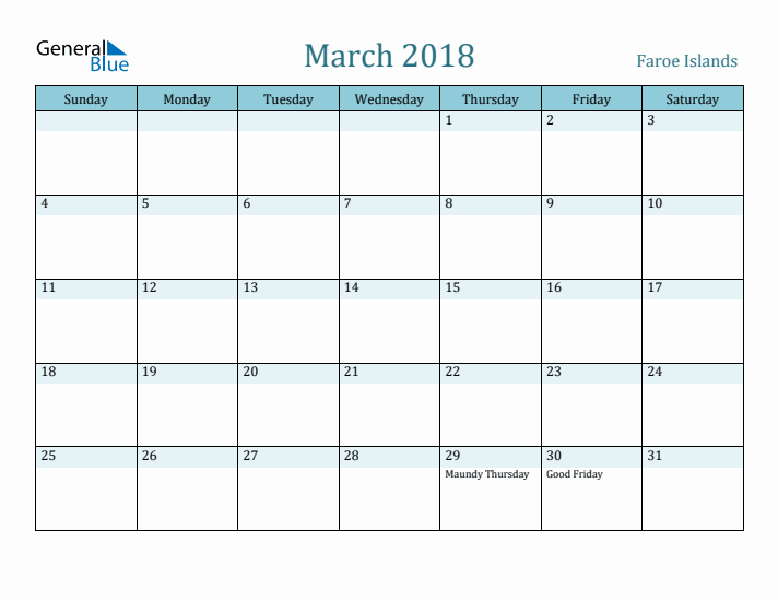 March 2018 Calendar with Holidays