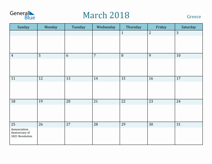 March 2018 Calendar with Holidays