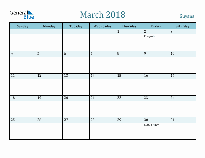 March 2018 Calendar with Holidays