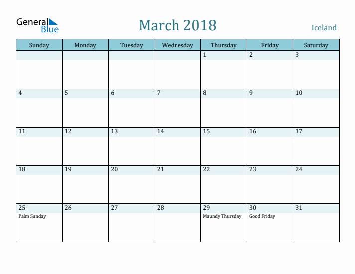 March 2018 Calendar with Holidays