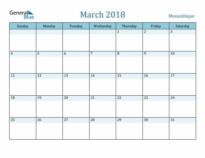 March 2018 Calendar with Holidays