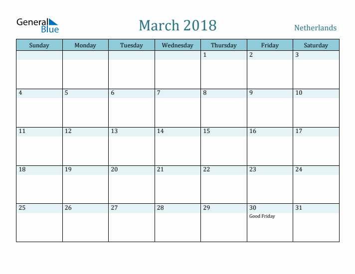 March 2018 Calendar with Holidays