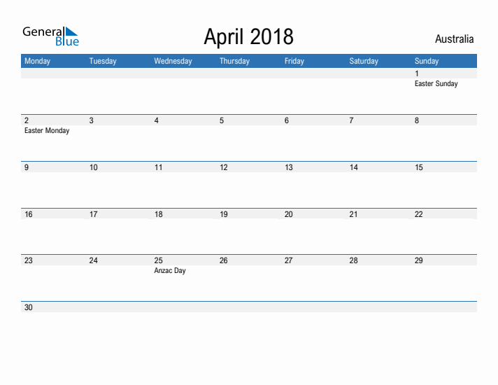 Fillable April 2018 Calendar