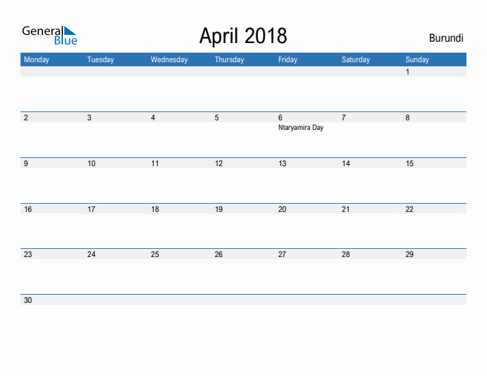 Fillable April 2018 Calendar