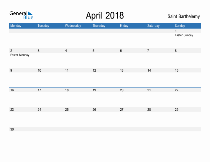 Fillable April 2018 Calendar