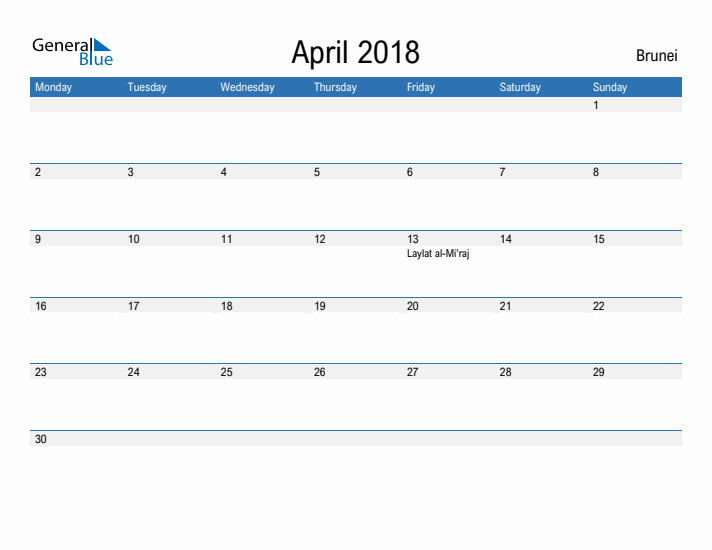 Fillable April 2018 Calendar