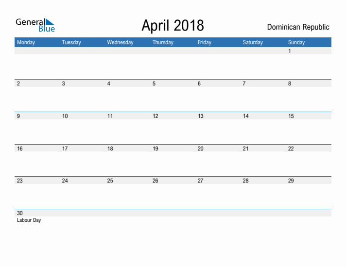 Fillable April 2018 Calendar