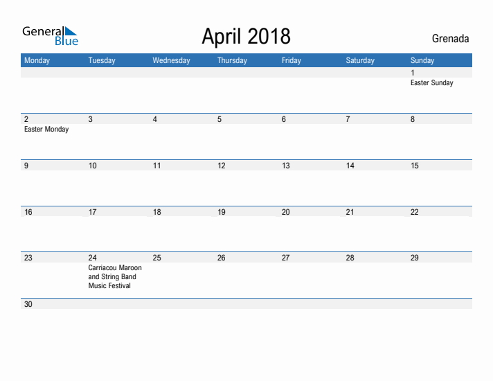 Fillable April 2018 Calendar