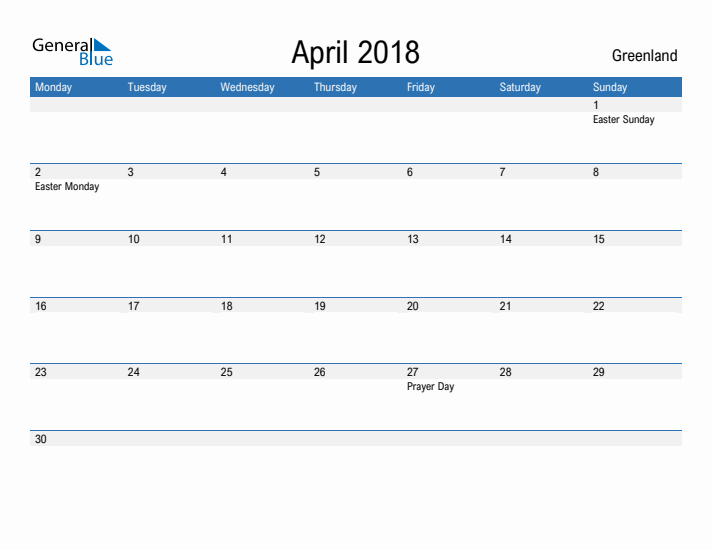 Fillable April 2018 Calendar