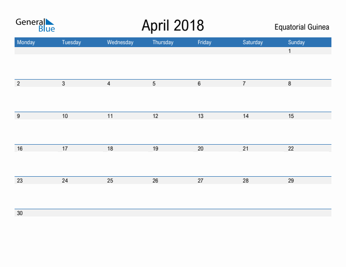 Fillable April 2018 Calendar