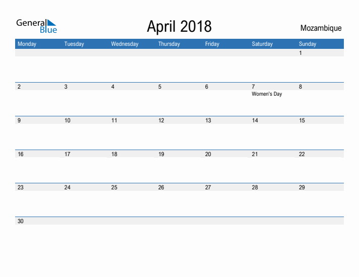 Fillable April 2018 Calendar