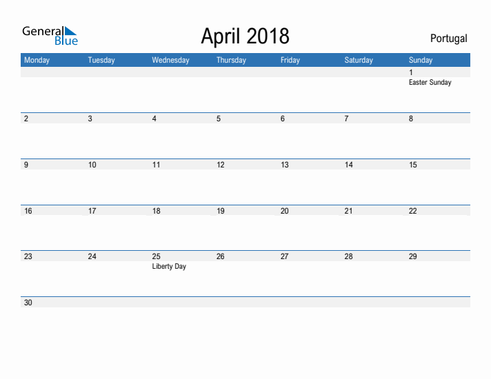 Fillable April 2018 Calendar