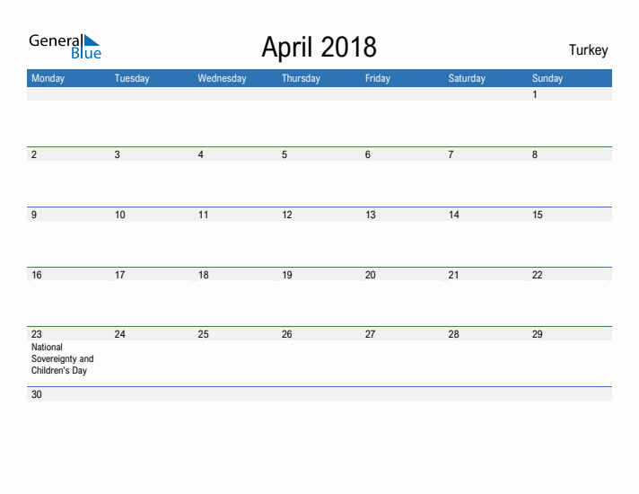 Fillable April 2018 Calendar