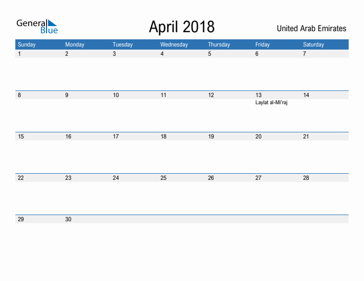 Fillable April 2018 Calendar