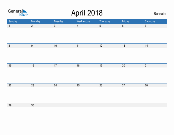 Fillable April 2018 Calendar