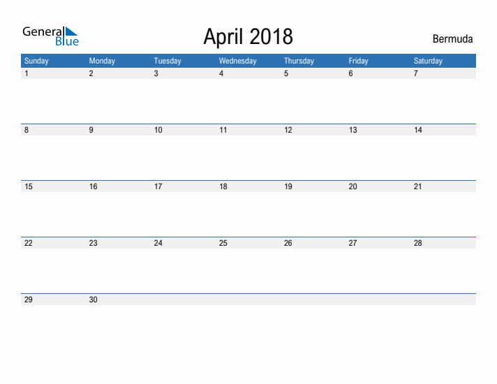 Fillable April 2018 Calendar