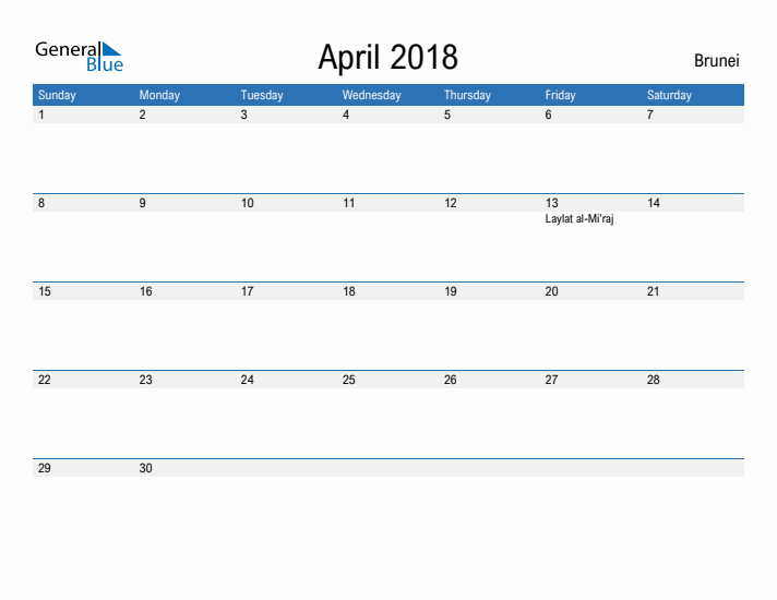 Fillable April 2018 Calendar