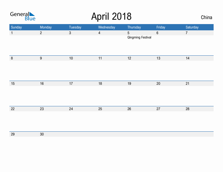 Fillable April 2018 Calendar