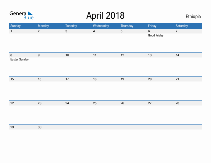 Fillable April 2018 Calendar