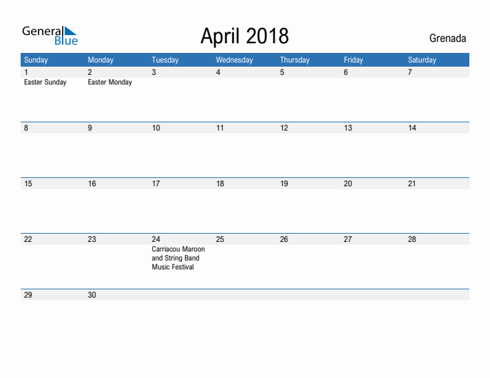 Fillable April 2018 Calendar