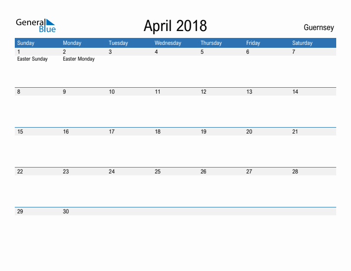 Fillable April 2018 Calendar