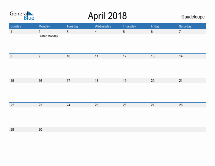 Fillable April 2018 Calendar