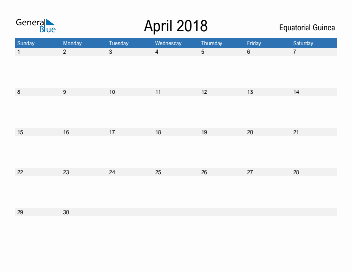 Fillable April 2018 Calendar