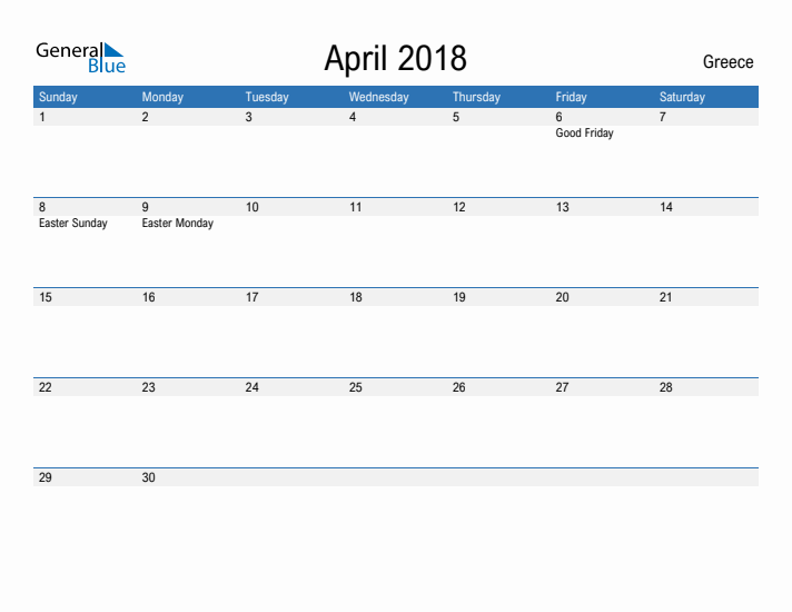 Fillable April 2018 Calendar