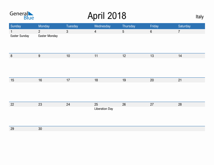 Fillable April 2018 Calendar