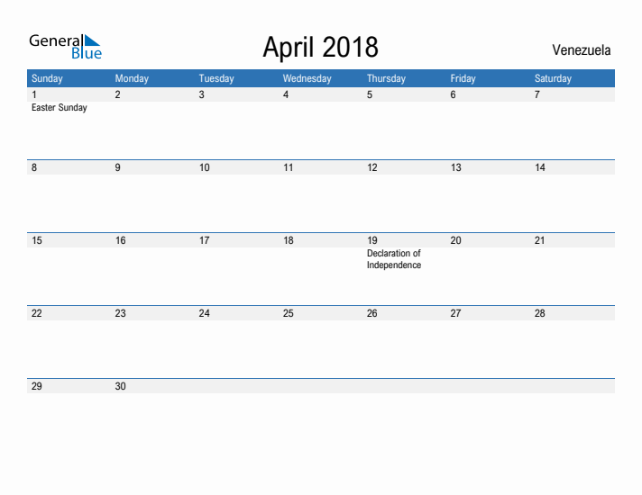 Fillable April 2018 Calendar