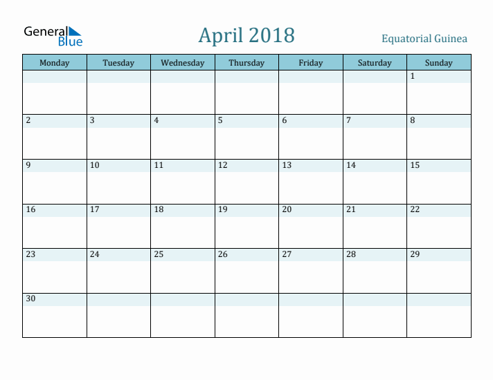 April 2018 Calendar with Holidays