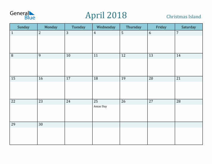 April 2018 Calendar with Holidays