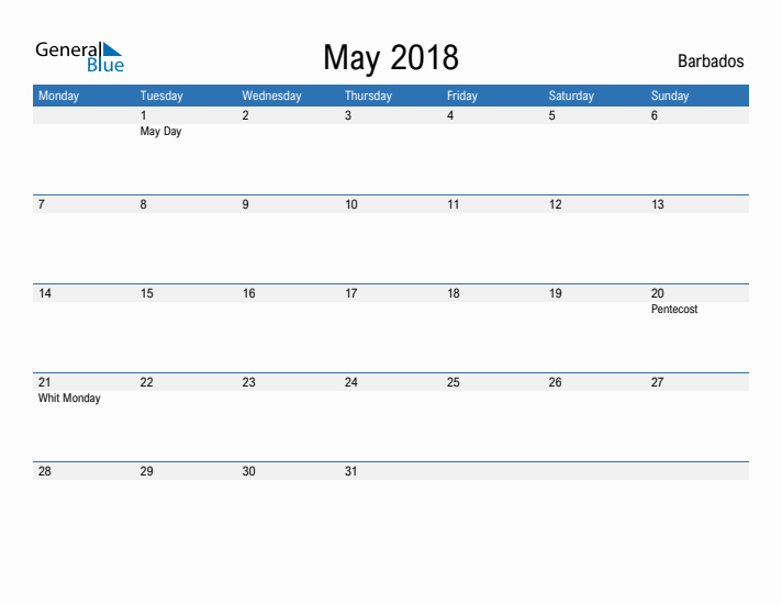 Fillable May 2018 Calendar