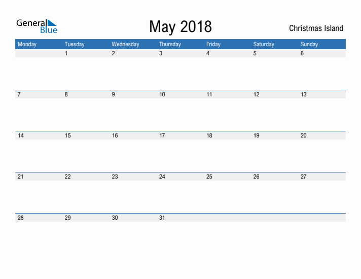 Fillable May 2018 Calendar