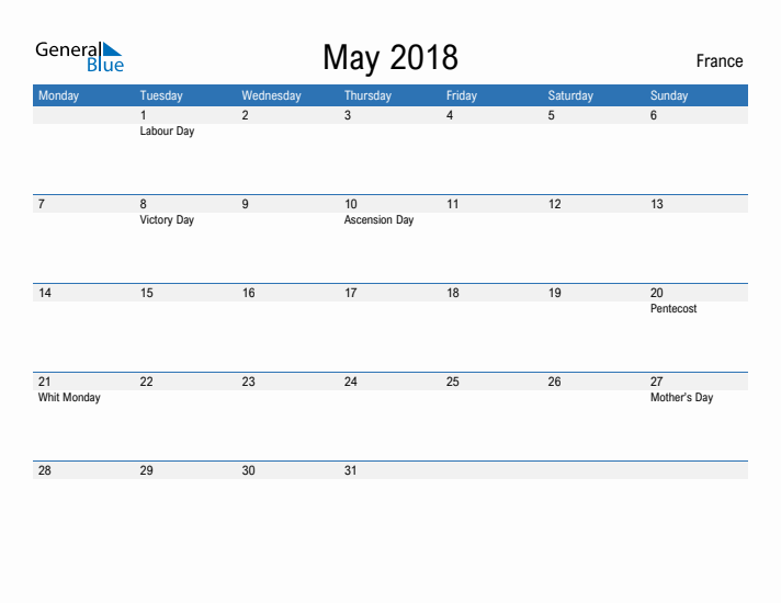 Fillable May 2018 Calendar