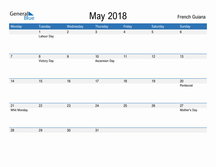 Fillable May 2018 Calendar