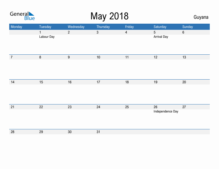 Fillable May 2018 Calendar