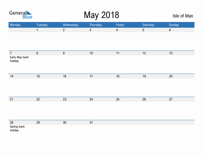 Fillable May 2018 Calendar