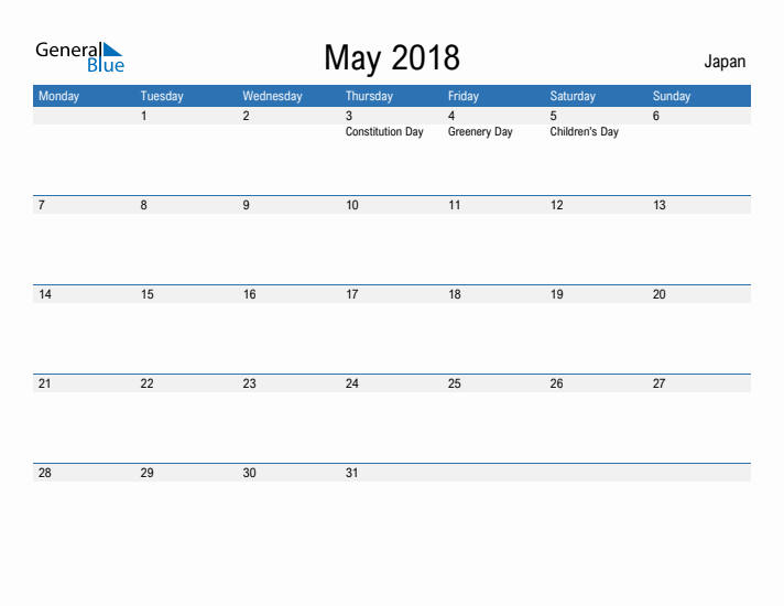 Fillable May 2018 Calendar