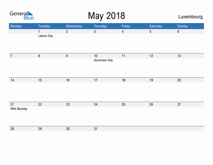 Fillable May 2018 Calendar