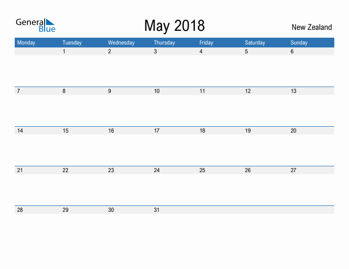 Fillable May 2018 Calendar