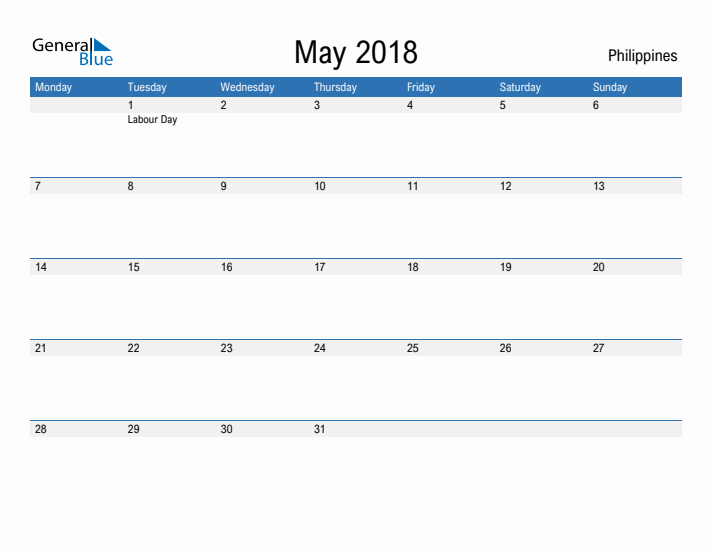 Fillable May 2018 Calendar