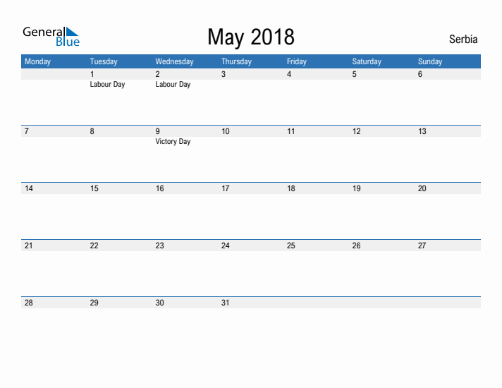 Fillable May 2018 Calendar