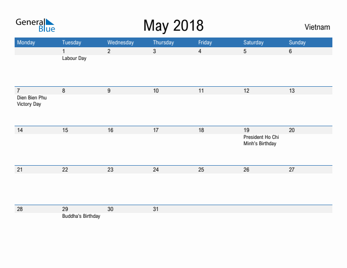 Fillable May 2018 Calendar