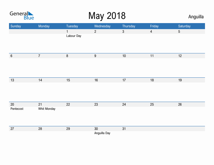 Fillable May 2018 Calendar