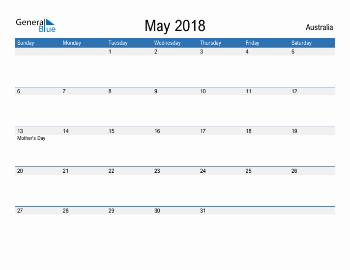 Fillable May 2018 Calendar