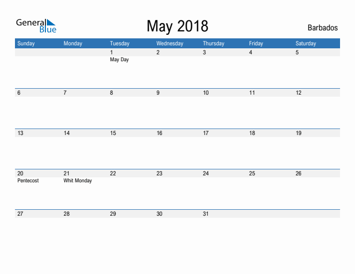 Fillable May 2018 Calendar